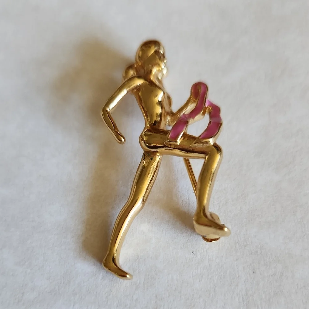 Limited Edition Susan G. Komen Breast Cancer Gold-Tone Metal Runner Pin